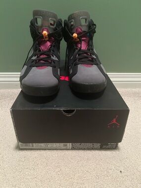 Jordan Men's Gray and Burgundy High-Top Sneakers